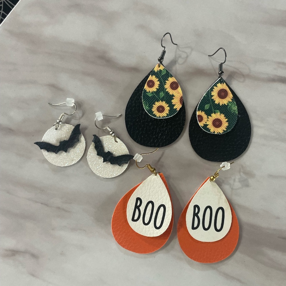 SET OF 3 DIFFERENT FALL/HALLOWEEN PIERCED EARRING SETS